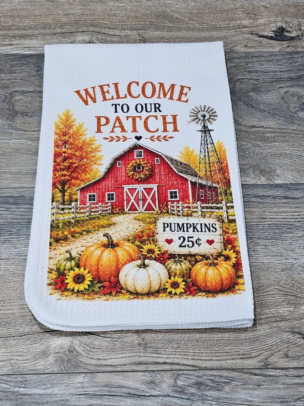 Welcome to Our Patch Fall Kitchen Towel Pumpkin Patch Farmhouse Decor